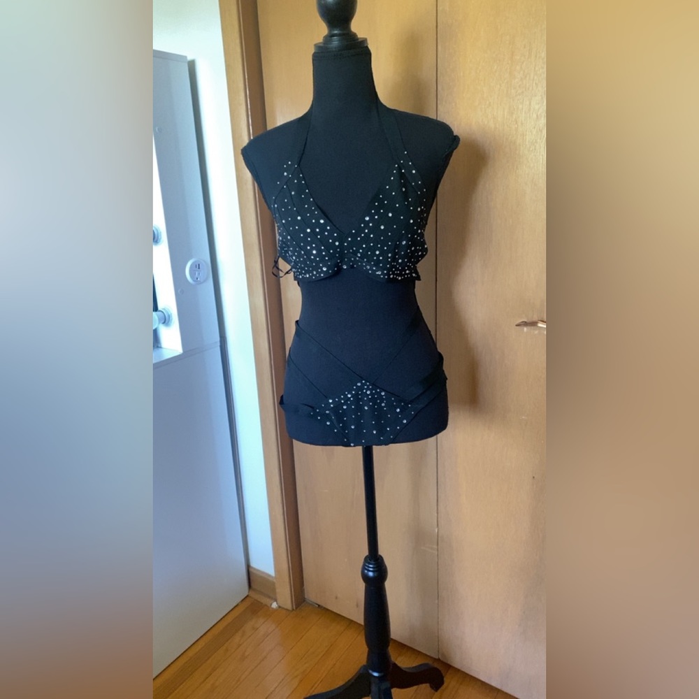 Rhinestone high waisted bikini set